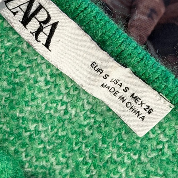 Zara Green and Cream Women's Cardigan - Picture 8 of 8